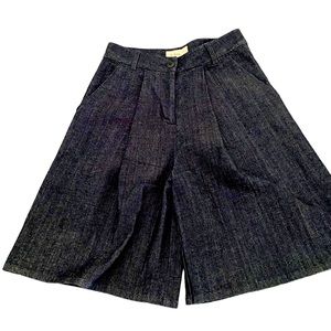 Blue Denim Tailored pleat front high waist FOLK brand shorts size 1